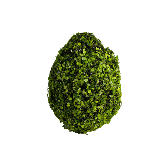Imagem OVO DE PÁSCOA RÚSTICO COM FOLHAS VERDE EM PLÁSTICO E METAL 27X18 CM - CROMUS