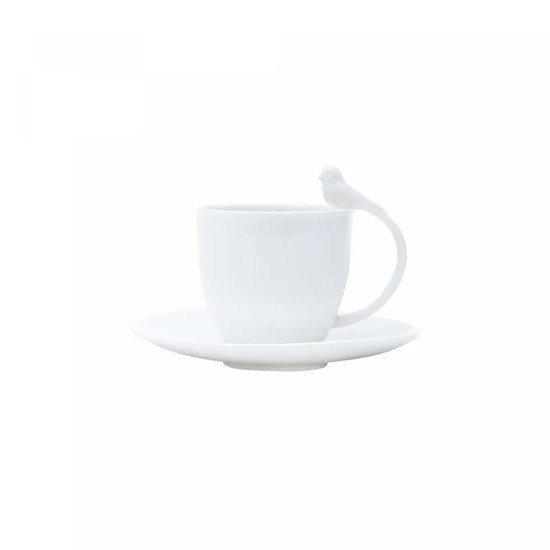 Imagem CONJUNTO 6 XÍCARAS BIRDS 85ML COM PIRES EM PORCELANA BRANCA 6X8X7 CM - WOLFF