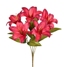 Imagem de BUQUÊ PERMANENTE DECORATIVA DE LÍRIO TIGRE VERMELHO OUTONO EM PLÁSTICO 36X10CM - Grillo Ltda