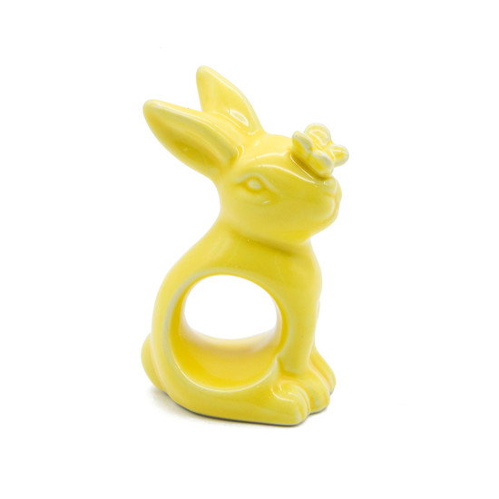 Imagem CONJUNTO 2 PORTA GUARDANAPO FORMATO COELHO EM PORCELANA AMARELA - TOK DA CASA
