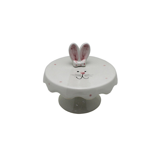 Imagem PRATO PARA BOLO DECORATIVO COM ORELHAS DE COELHO EM CERÂMICA - TOK DA CASA