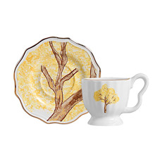 Imagem de CONJUNTO XÍCARAS BORDA DOURADA COM PIRES YPÊ AMARELO EM CERÂMICA - SCALLA CERÂMICA - Scalla Ceramica Artistica Ltda-Epp