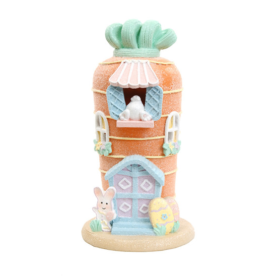 Imagem CASINHA DECORATIVA COLORIDA EM RESINA FORMATO CENOURA COM LED 22X12X12 CM - CROMUS