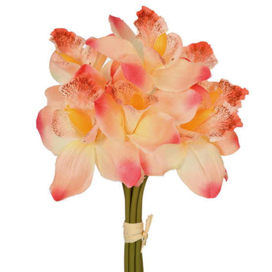 Imagem RAMALHETE DECORATIVO DE CYMBIDIUM SALMÃO EM PLÁSTICO MOLDÁVEL 27X15 CM - GRILLO