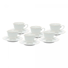 Imagem de CONJUNTO MALDIVAS 6 XÍCARAS 80ML EM PORCELANA BRANCA COM BORDA DOURADA - WOLFF - Rojemac Impotacao E Exportacao Ltda