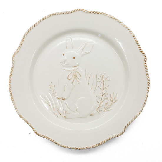 Imagem PRATO PARA SOBREMESA DECORATIVO DE PÁSCOA EM PORCELANA BRANCA 22X22 CM TOK DA CASA