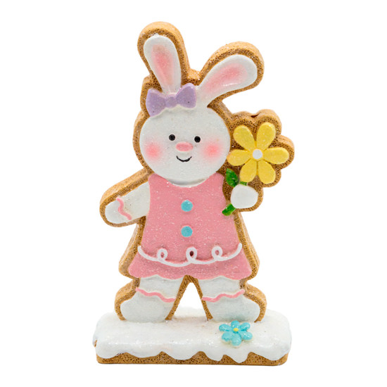 Imagem ADORNO DECORATIVO COELHA DA PÁSCOA EM RESINA COLORIDA 14X9X4 CM - TOK DA CASA