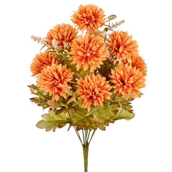 Imagem BUQUÊ DECORATIVO DE CRISÂNTEMO LARANJA EM PLÁSTICO MOLDÁVEL 42X19 CM - GRILLO