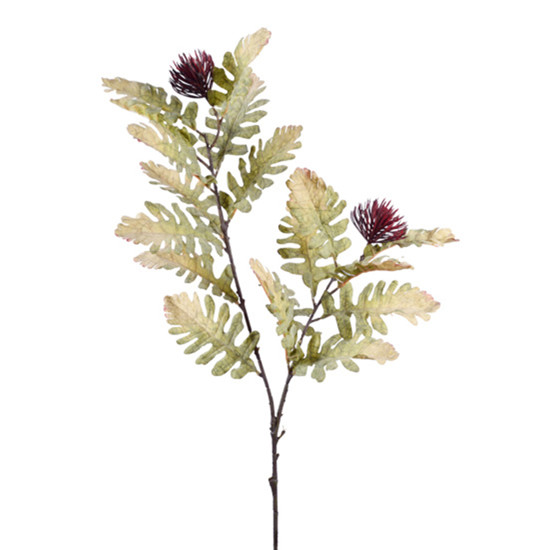 Imagem HASTE MISTA DE FOLHAS DE CARVALHO VERDE OUTONO EM PLÁSTICO MOLDÁVEL 93X19CM - GRILLO