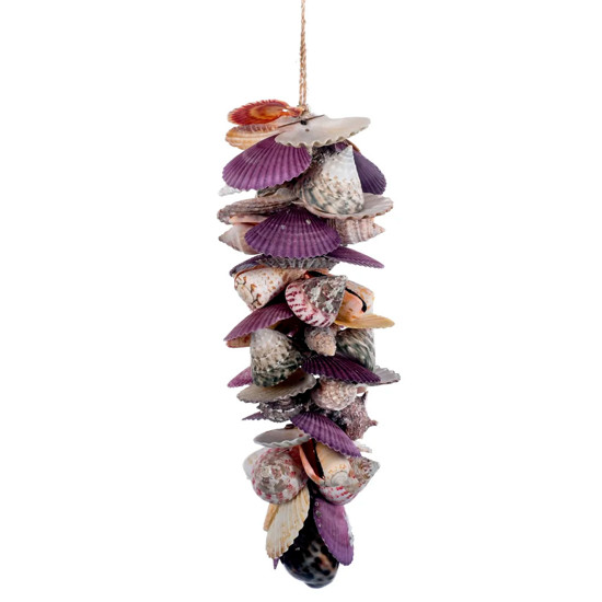 Imagem CORDÃO DE CONCHAS COLORIDAS GARLAND VIOLET E TIGER COWRIE - CONCHAS ARTESANATO