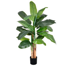 Imagem de PLANTA BANANEIRA FOLHAS VERDE DECORTIVA EM PLÁSTICO COM POTE 120X50 CM - GRILLO - Grillo Ltda