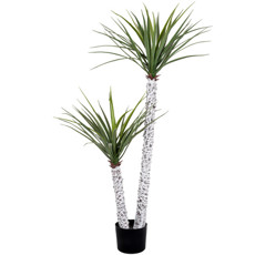 Imagem de PLANTA SISAL DUAS HASTES BRANCAS E FOLHAS VERDES DECORATIVA EM PLÁSTICO - GRILLO - Grillo Ltda