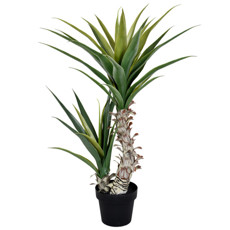 Imagem de PLANTA SISAL  DUAS HASTES FOLHAS VERDE EM PLÁSTICO COM POTE EM MELAMINA - GRILLO - Grillo Ltda