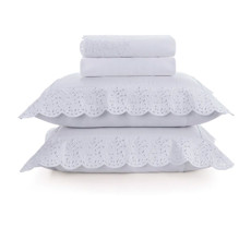 Imagem de JOGO DE CAMA KING 4 PEÇAS BARGELLO EM ALGODÃO BRANCO - TRUSSARDI - Karsten S.A 