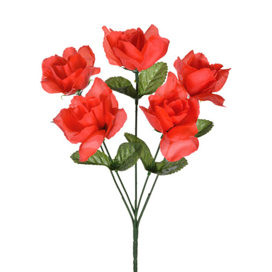 Imagem BUQUÊ PERMANENTE DECORATIVO DE 5 ROSAS VERMELHAS EM PLÁSTICO MOLDÁVEL - GRILLO