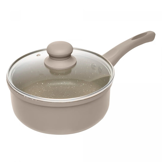 Imagem PANELA DE INDUÇÃO CHEF PRO TAUPE ALUMÍNIO REVESTIDA EM CERÂMICA E TAMPA DE VIDRO LYOR