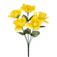 Imagem de BUQUÊ PERMANENTE DECORATIVO DE 5 ROSAS AMARELAS EM PLÁSTICO MOLDÁVEL 30X13CM GRILLO - Grillo Ltda