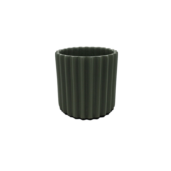 Imagem VASO HENRI DECORATIVO EM CERÂMICA VERDE OLIVA FOSCO 16X16X16CM - CERÂMICA ANA MARIA