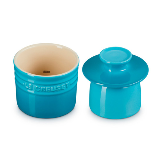 Imagem POTE PARA MANTEIGA AZUL CARIBE EM CERÂMICA 10,7X9,9X9,9CM - LE CREUSET