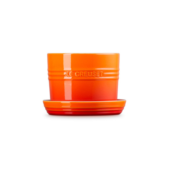 Imagem VASO LARANJA EM CERÂMICA PARA ERVAS COM BANDEJA 12X14X14CM - LE CREUSET