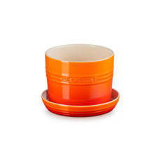 Imagem de VASO LARANJA EM CERÂMICA PARA ERVAS COM BANDEJA 12X14X14CM - LE CREUSET - Le Creuset Do Brasil 