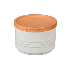 Imagem de POTE BRANCO EM CERÂMICA 220ML COM TAMPA DE MADEIRA 6X10X10CM - LE CREUSET - Le Creuset Do Brasil 