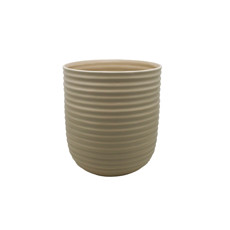 Imagem de CACHEPOT FRIZADO DECORATIVO BEGE EM CERÂMICA 27X23X23CM - CERÂMICA ANA MARIA - Ceramica Ana Maria Ltda Epp