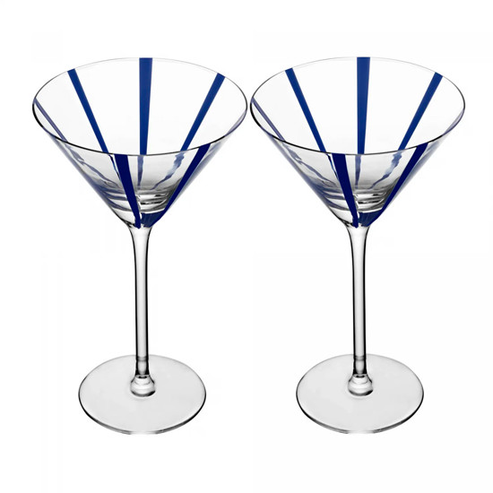 Imagem CONJUNTO 2 TAÇAS PARA MARTINI AZURA 220ML AZUL EM VIDRO 21X12X12CM - WOLFF