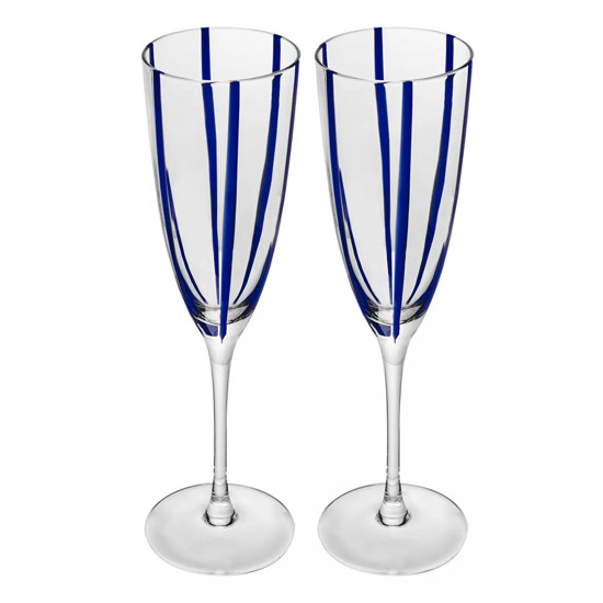 Imagem CONJUNTO 2 TAÇAS PARA CHAMPANHE AZURA 200ML AZUL EM VIDRO 25X7,5X7,5CM - WOLFF