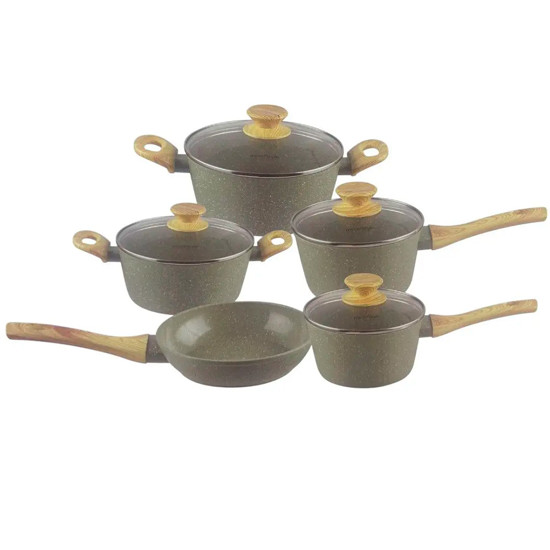 Imagem CONJUNTO 5 PANELAS MÁRMOL STYLE COOK ESMERALDA REVESTIMENTO CERÂMICO - MIMO STYLE