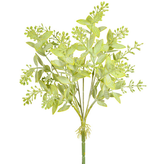 Imagem BUQUÊ DECORATIVO DE FOLHAS VERDES OUTONO EM PLÁSTICO MOLDÁVEL 38X13CM - GRILLO