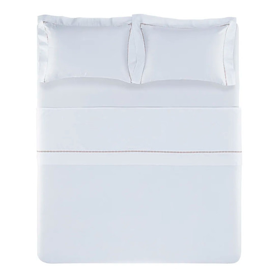 Imagem JOGO DE CAMA QUEEN 300 FIOS ALGODÃO EGÍPCIO MONTAGGIO BRANCO/CARVALHO - TRUSSARDI
