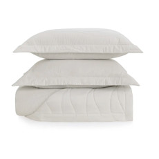 Imagem de COLCHA COM PORTA TRAVESSEIROS QUEEN 100% ALGODÃO EGÍPCIO NOVARA BRANCO - TRUSSARDI - Karsten S.A 