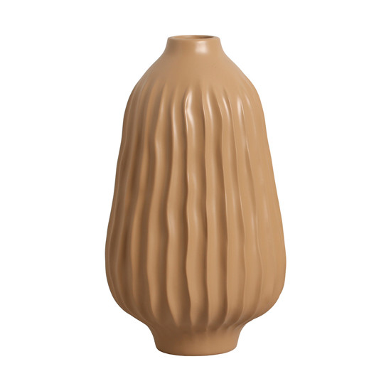 Imagem VASO DECORATIVO ESTRIADO EM CERÂMICA BEGE 34,4X19,5CM - CERÂMICA MAZZOTTI