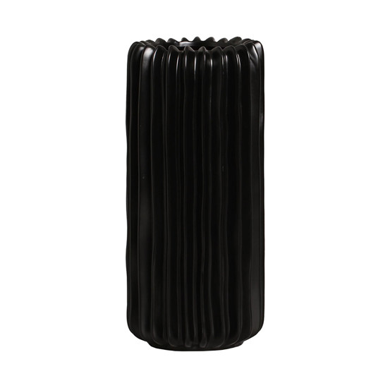 Imagem VASO DECORATIVO CILÍNDRICO ESTRIADO EM CERÂMICA PRETO FOSCO - CERÂMICA MAZZOTTI