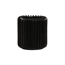 Imagem de VASO DECORATIVO ESTRIADO EM CERÂMICA PRETO FOSCO 20,5X19CM - CERÂMICA MAZZOTTI - Ceramica Artistica Mazzotti Ltda