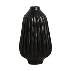 Imagem de VASO DECORATIVO ESTRIADO EM CERÂMICA PRETO FOSCO 34,4X19,5CM - CERÂMICA MAZZOTI - Ceramica Artistica Mazzotti Ltda