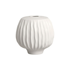 Imagem de VASO DECORATIVO ESTRIADO EM CERÂMICA BRANCO FOSCO 21X20,5CM - CERÂMICA MAZZOTTI - Ceramica Artistica Mazzotti Ltda