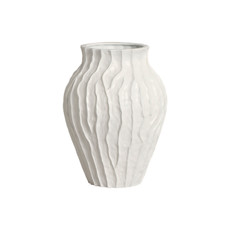 Imagem de VASO DECORATIVO ESTRIADO EM CERÂMICA BRANCO FOSCO 32,5X23,5CM - CERÂMICA MAZZOTTI - Ceramica Artistica Mazzotti Ltda