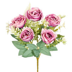 Imagem de BUQUÊ DECORATIVO DE ROSAS LAVANDA EM PLÁSTICO MOLÁVEL 31X5CM - GRILLO - Grillo Ltda