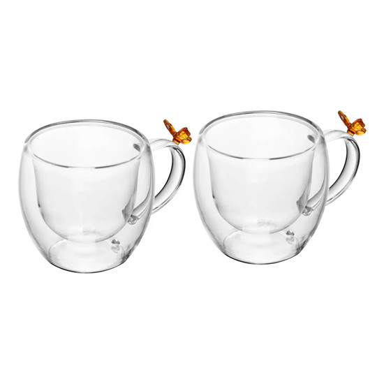 Imagem CONJUNTO 2 XÍCARAS DE CAFÉ SUN GARDEN 180ML VIDRO BOROSSILICATO 7,9X10,8X7,3CM - WOLFF