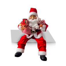 Imagem de PAPAI NOEL TRADICIONAL DECORATIVO SENTADO COM SACO DE PRESENTES 45X25X15CM - MAGIZI - Yangzi Brasil Corporation S A 