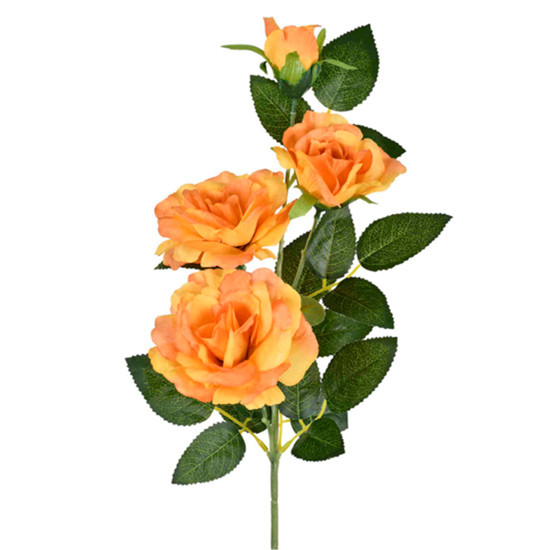 Imagem HASTE DECORATIVA DE ROSAS SILVESTRES LARANJA EM PLÁSTICO MOLDÁVEL 63X17CM - GRILLO