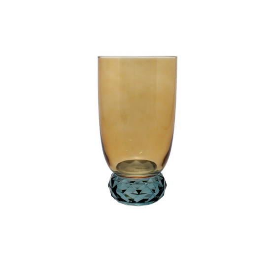 Imagem TAÇA DE VIDRO 460ML AMBAR COM BASE AZUL 15X6X6CM - RIBEIRO E PAVANI