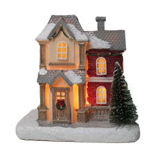Imagem de CASA NATALINA DECORATIVA COLORIDA EM RESINA COM LED 11X10X7 CM - Mabruk Importacao E Comercio Eireli