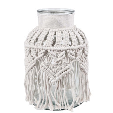 Imagem de VASO DE VIDRO DECORATIVO REVESTIDO EM FIBRA BRANCA 30X19CM - GRILLO - Grillo Ltda