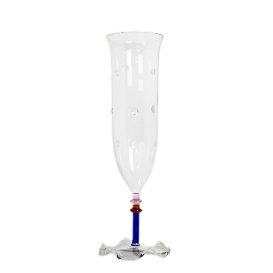 Imagem TAÇA FLOWER 270ML EM VIDRO TRANSPARENTE COM BASE AZUL 24X8X8CM - RIBEIRO E PAVANI
