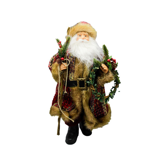 Imagem PAPAI NOEL COM CASACO JACGUAR EM TECIDO VERMELHO COM CAJADO E GUIRLANDA - MAGIZI