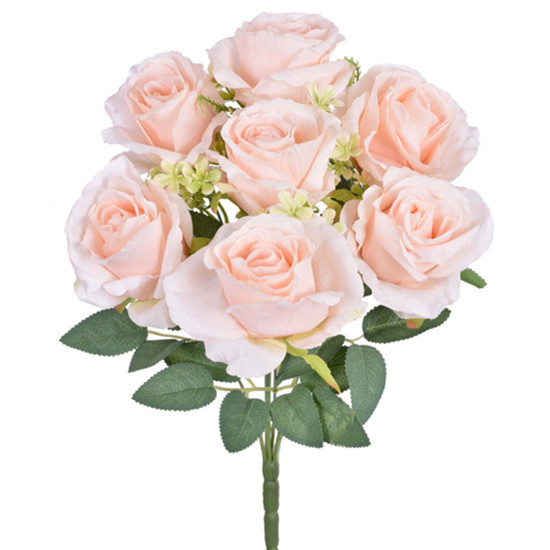 Imagem BUQUÊ DECORATIVO DE ROSAS SILVESTRES SALMÃO EM PLÁSTICO MOLDÁVEL 45X9CM - GRILLO