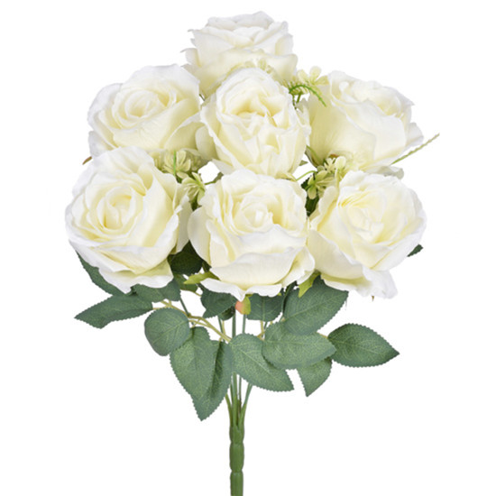 Imagem BUQUÊ DECORATIVO DE ROSAS SILVESTRES CREME EM PLÁSTICO MOLDÁVEL 45X9CM - GRILLO